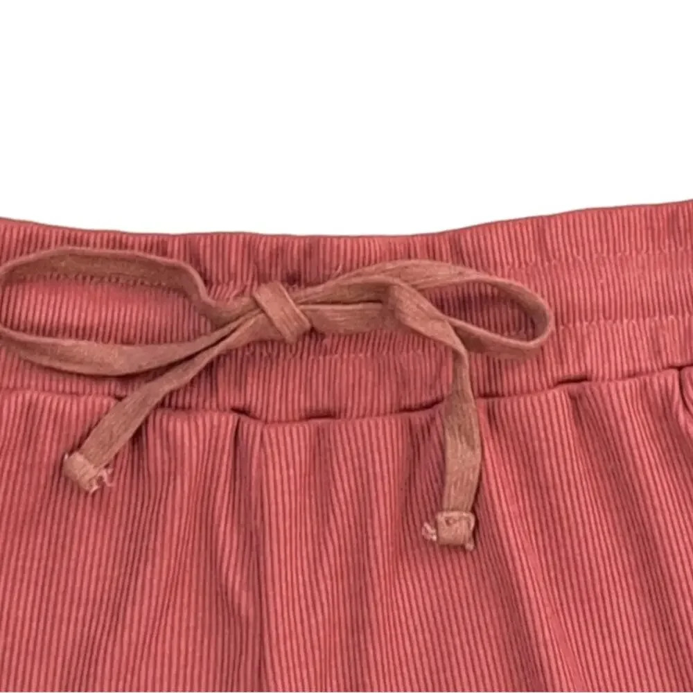 MEROKEETY Ribbed Tank Top and Shorts Maroon Lounge Set Size Large NWT
